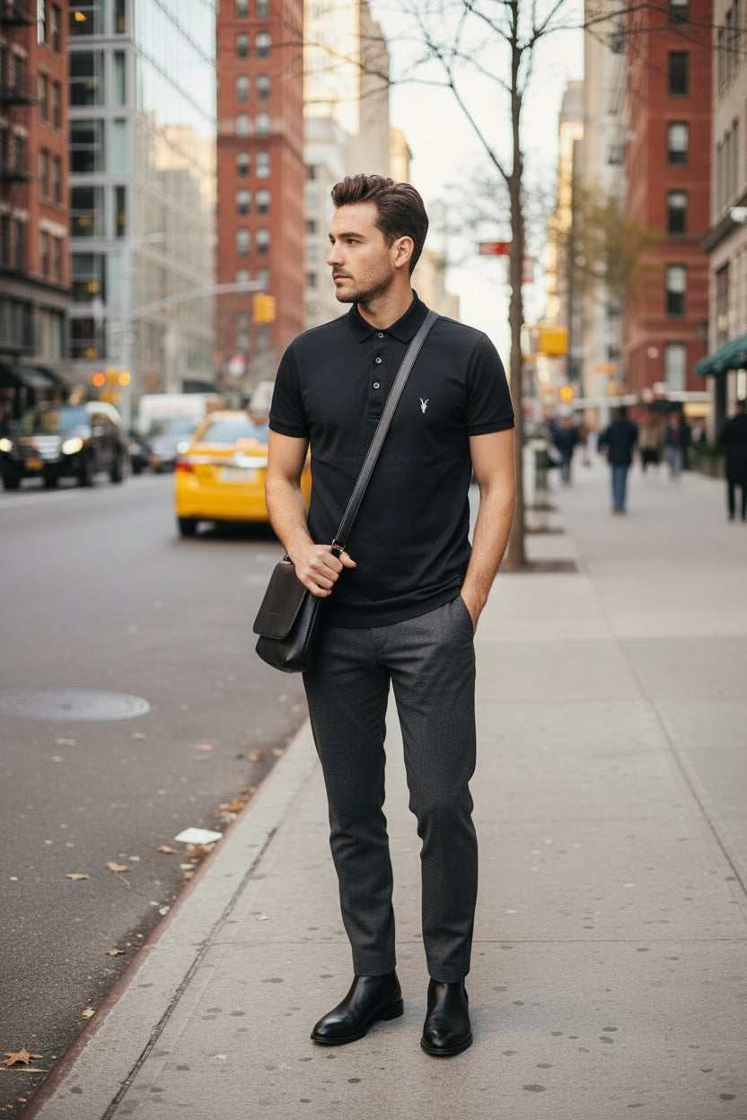 AllSaints BLACK Polo Mode (Pre Loved) Size L