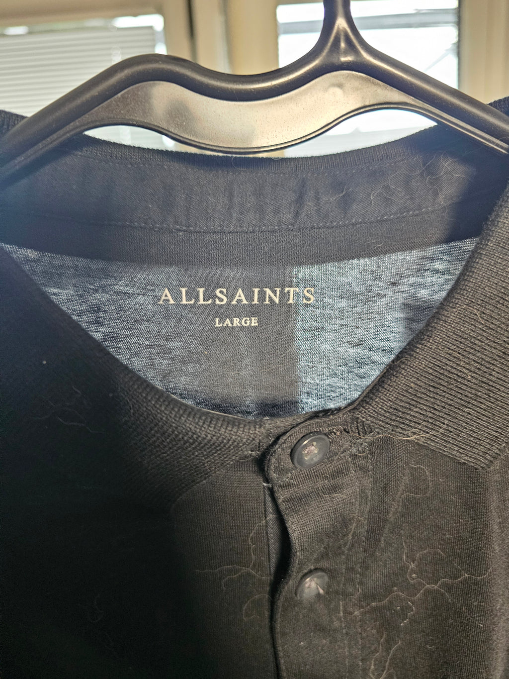 AllSaints BLACK Polo Mode (Pre Loved) Size L