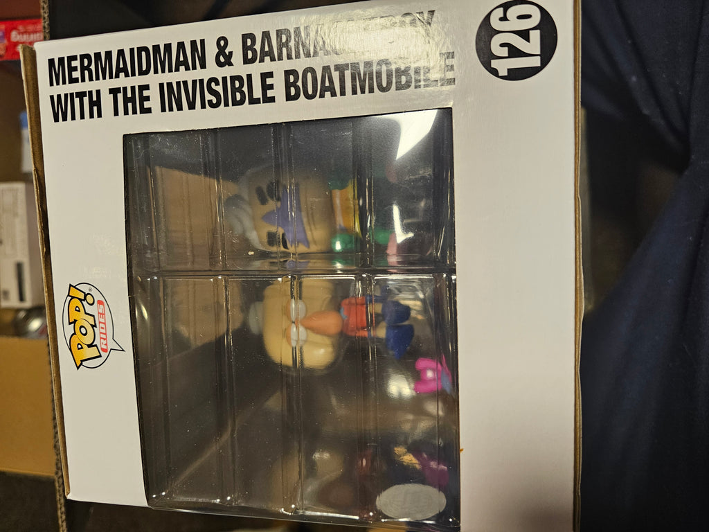 Funko Pop Mermaidman & Barnacle Boy with the Invisible Boatmobile  special
