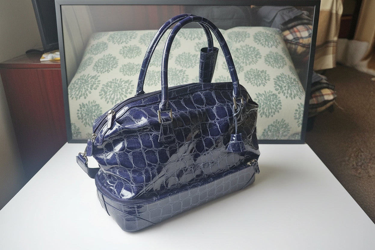 Jasper Conran Tripp Purple  Croc-Effect Weekender / cabin bag (Pre loved)