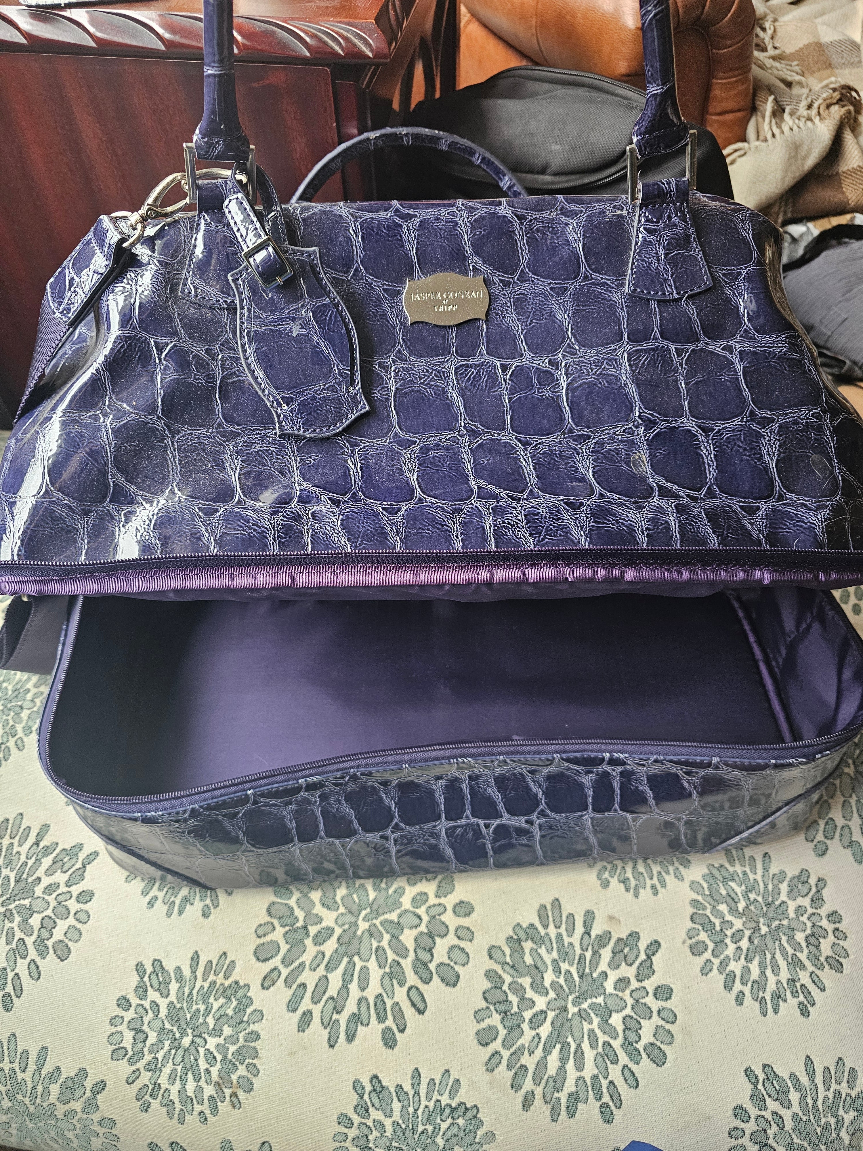 Jasper Conran Tripp Purple  Croc-Effect Weekender / cabin bag (Pre loved)