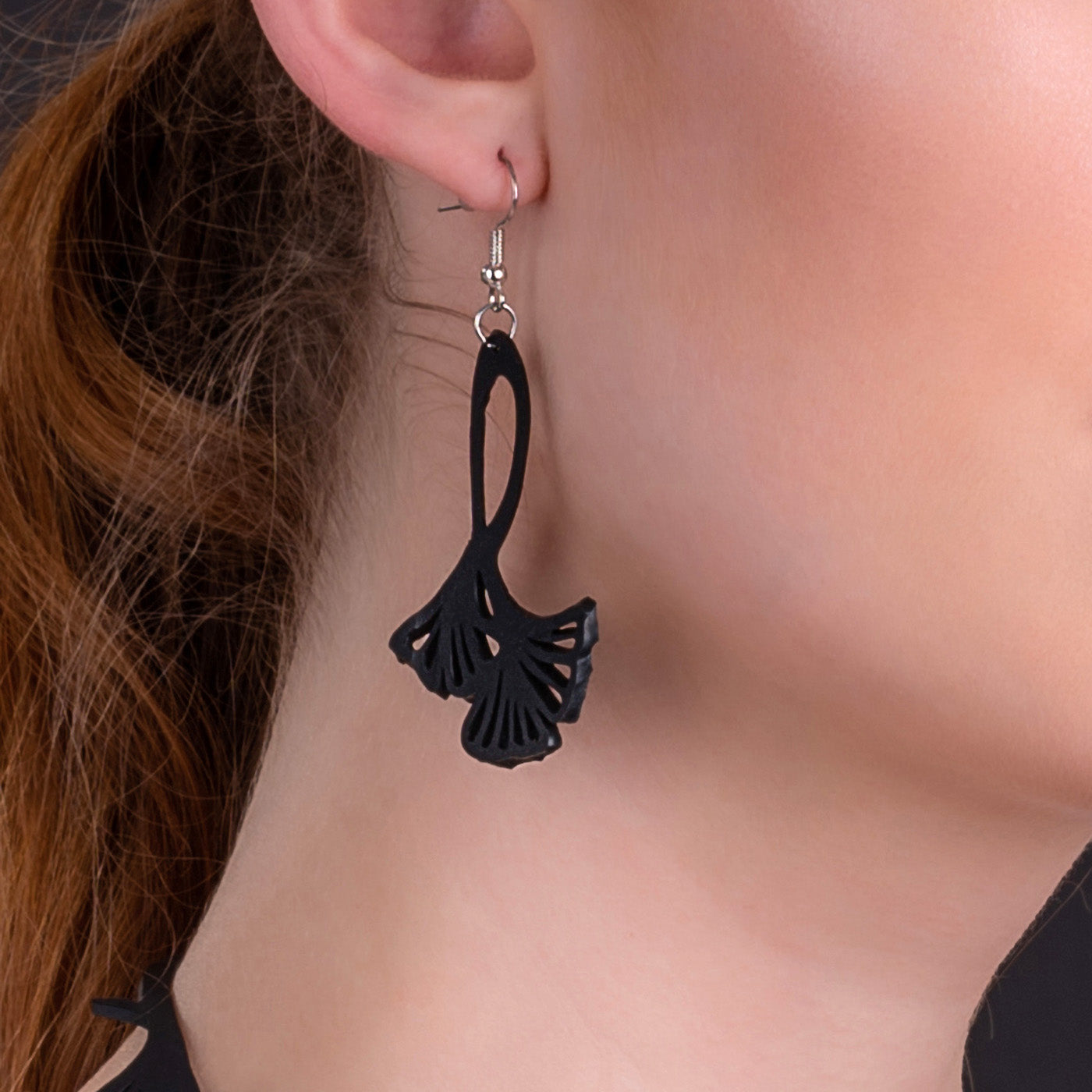 Fan Leaf Recycle Rubber Clover Earrings