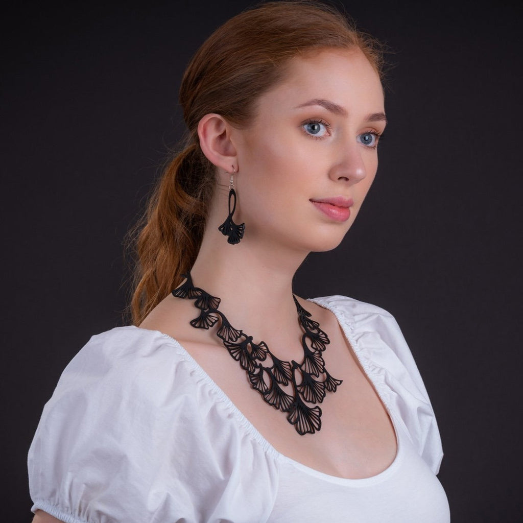 Fan Leaf Recycle Rubber Clover Earrings