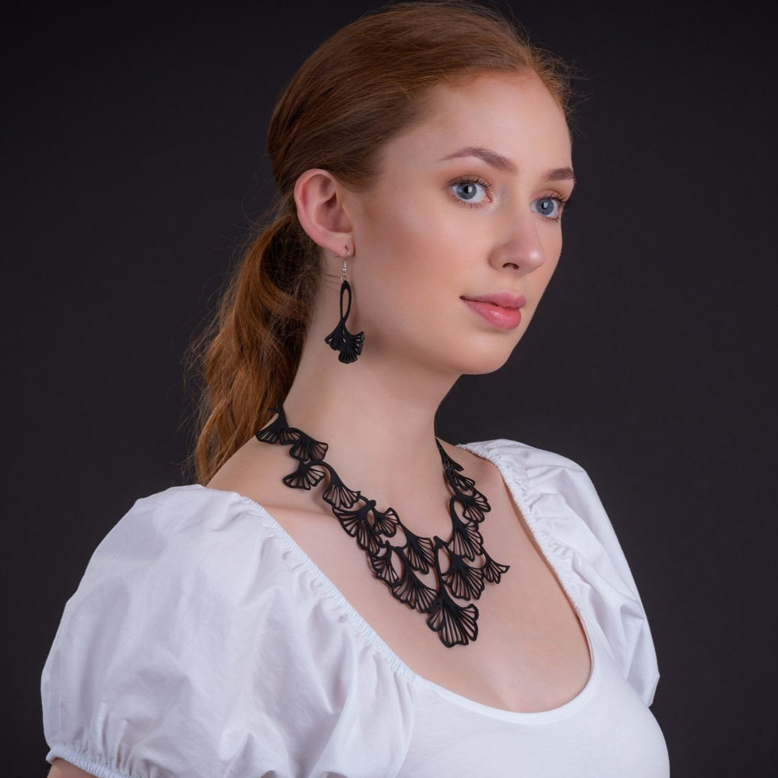 Fan Leaf Recycle Rubber Clover Earrings