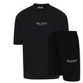 Blank Essentials Blank Puff Print T-shirt Short Set,  Size Large,  Black