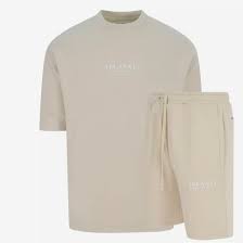 Blank Essentials Blank Puff Print T-shirt Short Set, Size L, summer sand