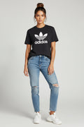 Adidas Women's HR4931 Casual Wear T Shirt All Black Loose Fit UK Size X-Small
